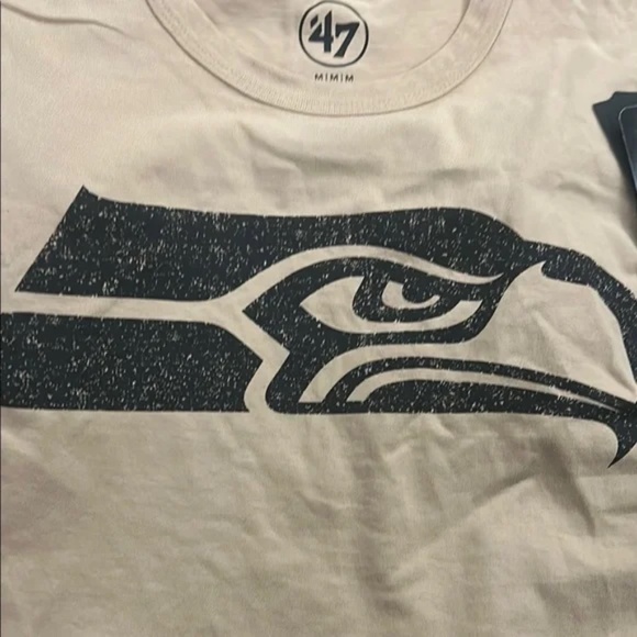 New 47 Tan color Seattle Seahawks Logo Men's Shirt Small - Picture 2 of 4